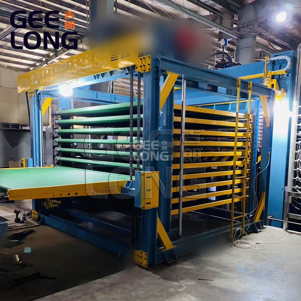 Semi automatic film faced plywood hot press machine installed in Vietnam